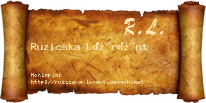 Ruzicska Lóránt névjegykártya
