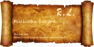 Ruzicska Lóránt névjegykártya